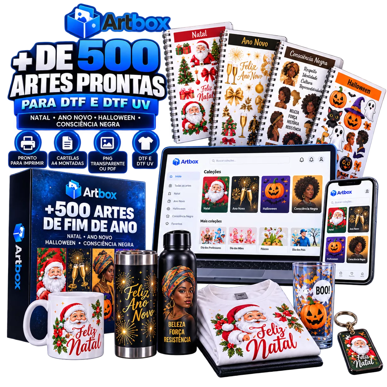 Artbox com mais de 500 artes prontas para DTF e DTF UV